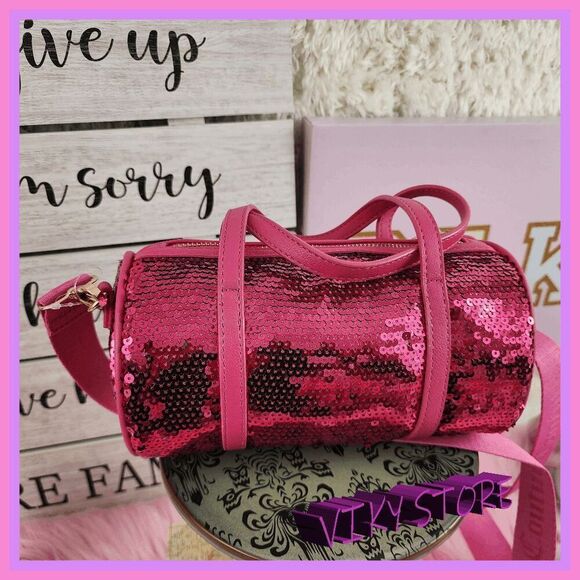 💕 NWT Juicy Couture Pink Sequin Cylinder Bag w/ Rhinestones #7196 💕 - Picture 4 of 5